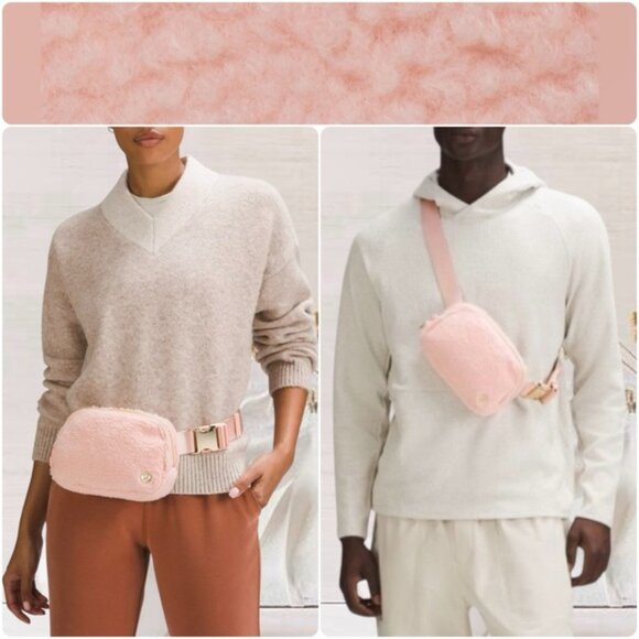 RARE! NEW Lululemon Everywhere FLEECE Belt Bag 1L GOLD Hardware - Pink Mist/Gold - Picture 11 of 11